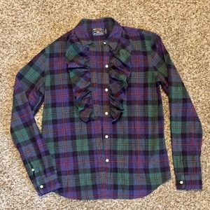 Women’s button up with ruffles on the front